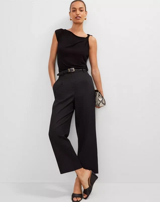 全新 ANN TAYLOR $119 黑色宽松脚踝裤 尺寸 10P 10 PETITE — 第 1/4 张图片