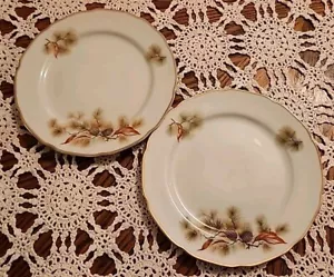 SET OF 2 PINE TREE SALAD PLATES BY FINE CHINA OF JAPAN. - Picture 1 of 19