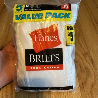 Paquete de 5 calzoncillos blancos ropa interior vintage 2002 Hanes Classics talla 36 para hombre nuevos Foto 1 de 4