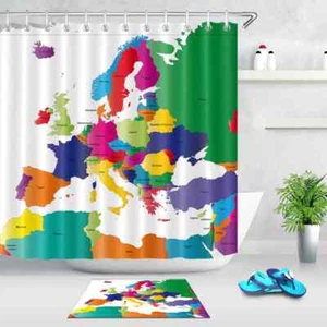 Color Map Waterproof Bathroom Polyester Shower Curtain Liner Water Resistant - Bild 1 von 8