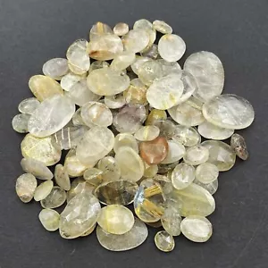 Lotto di pietre preziose taglio rosa quarzo rutilo dorato naturale 14 pz 5-22 mm 100 ct - Foto 1 di 5