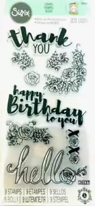 In Bloom Flowers & Sayings Clear Acrylic Stamp Set by Sizzix 661871 NEW! - Picture 1 of 3