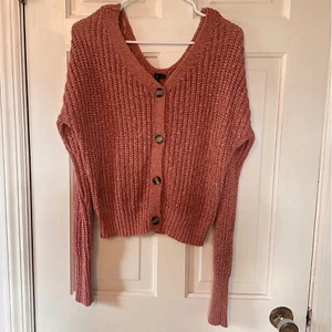 Cárdigan Anthropology Moon & Madison Tejido Suéter Botón Cuello en V Polvoriento Rosa M - Imagen 1 de 6