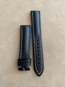 Breitling by Tradema Watch Strap 19 x 17 Padded Black Calf Leather ITALY - Picture 1 of 9
