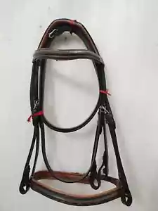 Bellissima briglia inglese in pelle di design con imbottitura colore marrone tutte le misure. - Foto 1 di 7