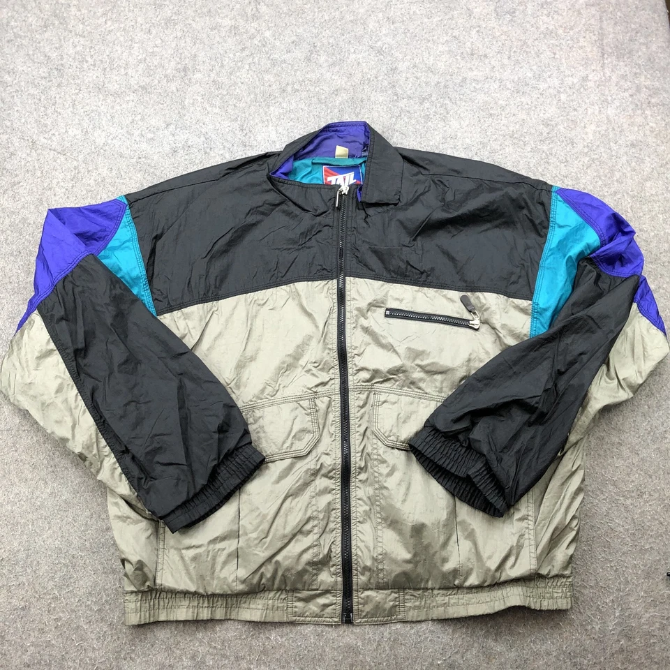 Винтажный хвост куртка мужская XL серый черный синий ветровка трек разминка - Изображение 1 из 4