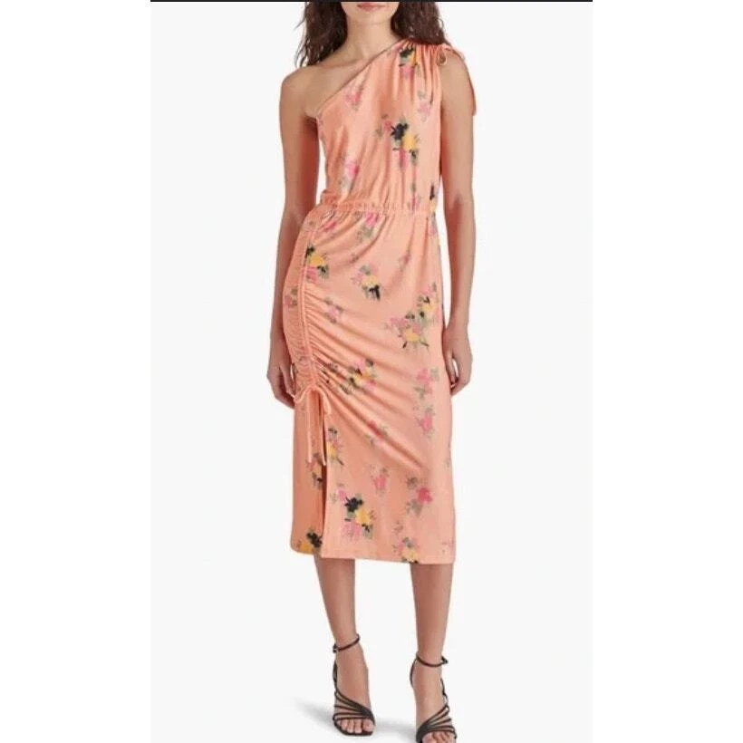 Nuevo con etiquetas Vestido Steve Madden Jersey Midi Un Hombro Vestido Mandarina Floral Talla XS Foto 1 de 4