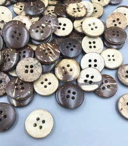 100X Runde Kokos Knopf/Knöpfe 4-Löcher Nähen scrapbooking 15mm DIY - Picture 1 of 2