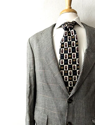 Abrigo Deportivo Ralph Lauren Etiqueta Negra 40R Lana/Seda/Lino Ligero Pata de Gallo Foto 1 de 4