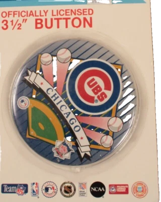 NIP Vintage Licensed WinCraft Chicago Cubs 3.5" Button Pinback MLB Baseball - Image 1 of 3