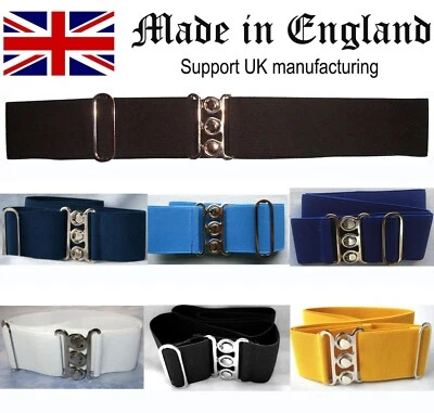Nurses Belt Elastic UK MADE Quality Black White Navy Hospital Blue Royal Yellow - Image 1 of 4