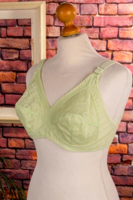 Vintage orig 70s BH Büstenhalter neon grün Spitze Spitz Tüten Disco 85B - Bild 1 von 4