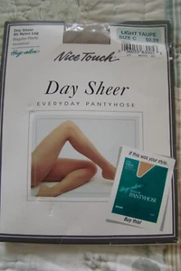 NICE TOUCH (HUG-ALON) DAY SHEER SANDALFOOT LIGHT TAUPE PANTY HOSE, SZ C - Picture 1 of 5