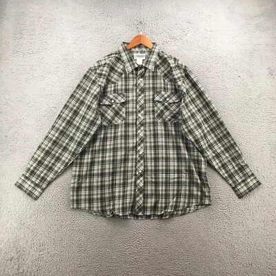 Haband Shirt Mens XL Green Plaid Long Sleeve Button Up Snap Buttons Collared - Image 1 of 4