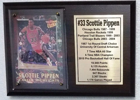 Chicago Bulls Scottie Pippen Basketball Card Plaque Cover