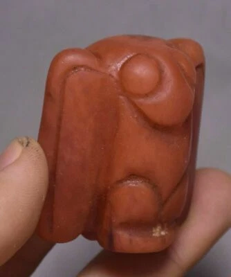 4CM Old China Hongshan Culture Red Crystal Carving Eagle bird Animal Pendant - Image 1 of 3