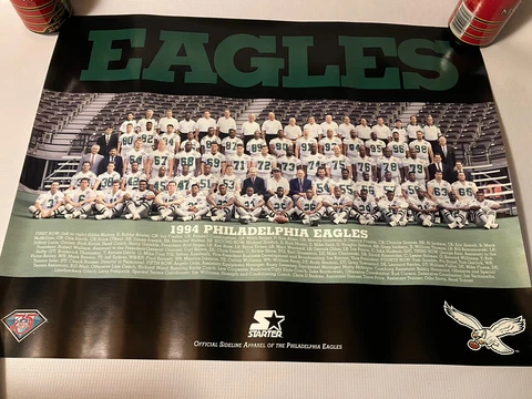 Vintage 1994 Philadelphia Eagles Team Staff Picture Poster by Starter - 22 x 17 Cover