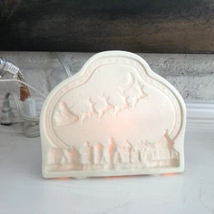 Lámpara de Navidad Enesco Santa Reno Litofana Luz Nocturna Bisque Rara - Imagen 1 de 5