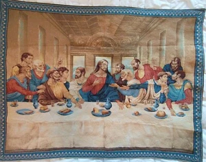 The Last Supper Woven Decor Wall Hanging Tapestry Vintage 2008 Cranston Fabric - Picture 1 of 10