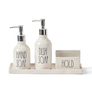 Rae Dunn Kitchensink Soap Dispenser Set Hand Soap And Dish Soap Dispenser For Ki - Picture 1 of 7