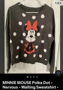 MINNIE MOUSE Polka Dot - Nervous - Waiting Sweatshirt - Black - Medium - Picture 1 of 2