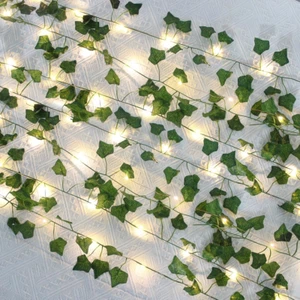 5M 50LED Leaf String Lights,Vine Lights, Vine Fairy Lights Batteries Powered Gre - Picture 1 of 7