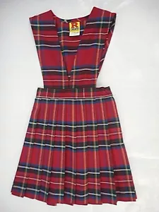 Abito uniforme a V-Slit per ragazze R/K rosso a quadri Reg. & plus taglie 3 - 20 1/2 - Foto 1 di 6