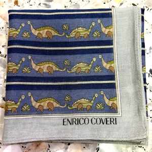 CLASSIC MEN HANDKERCHIEF COTTON BLUE DINOSAURS STRIP POCKET SQUARE 19" ART #M258 - Picture 1 of 3