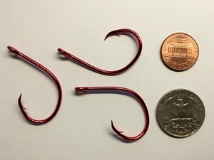 (25) Eagle Claw Lazer Sharp Circle Sea hooks (Size 5/0) Sea Guard Red (BULK) - Picture 1 of 7