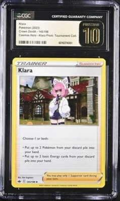 POKEMON CGC PRISTINE 10 KLARA COSMOS HOLO 145 CHILLING REIGN PREM TOUR COLL - Image 1 of 2