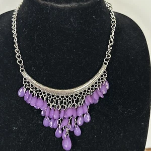 J CREW Purple Lilac Bubble Gum Beaded Statement Necklace NEW  BID 4 CHARITY❤️301 - Picture 1 of 4