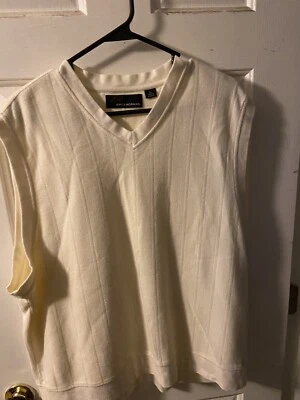 Greg Norman Cotton Golf Vest Men Size Large Tan V neck Sleeveless Sweater - Image 1 of 3