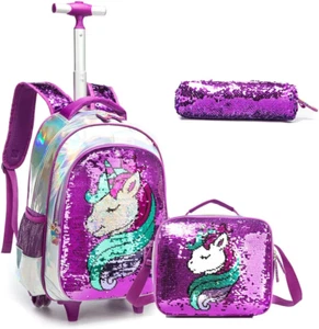 16” Carrello Porta Zaino Trolley Scuola Media Elementare Astuccio Bambina Trolle - Foto 1 di 12