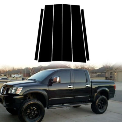 Cubierta de moldura de puerta postes de pilar de ventana negros para Nissan Titan doble cabina 2004-2015 Foto 1 de 4