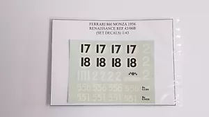 FERRARI 860 MONZA 1956 RENAISSANCE REF.43/06B (SET DECALS) N/ AMR BBR STARTER - Imagen 1 de 2
