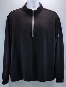 B) Adidas Men Quarter Zip Lightweight Black Polyester Pullover 2XL - Picture 1 of 14