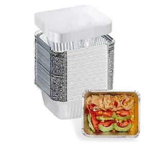 Small Aluminum Pans With Lids 5"—4"—1.8" 1 Lb Capacity Tin Foil Food Container - Picture 1 of 8