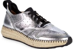 New TODS $700 Metallic Silver Jute Sidesole Espadrille Sneakers Italy EU 39.5 - Bild 1 von 6