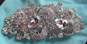 Spilla da sposa Ever Faith fiore reale cristallo austriaco argento 4,1" x 2" - Foto 1 di 12