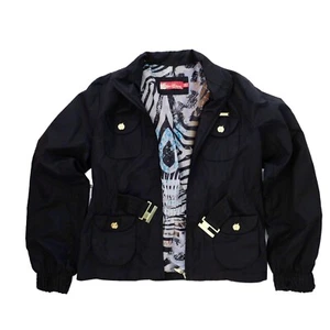 LIGHTWEIGHT APPLE BOTTOMS GIRLS JUNIORS XL 14-16 BLACK SILKY BIKER MOTO JACKET - Picture 1 of 12