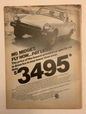 1978 MG Midget Print Ad British Leyland Sports Car Fly Now Pay Less $3495 - Image 1 of 2