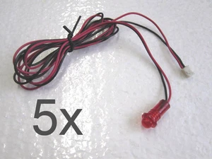 (5)-Rojo 3 voltios LED con 47"" cables y enchufe se adapta a varias alarmas de coche orificio de 1/4"" - Imagen 1 de 1