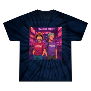 One Piece Tie Dye Inspired Anime T-Shirt, Streetwear Tee W/Luffy & Zoro - Bild 1 von 3