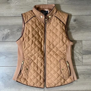 Love Tree Puffer Vest Size Medium Womens Fitted Orange Diamond Quilted Full Zip - Picture 1 of 6