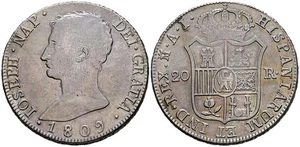 JOSE NAPOLEON (1808-1813). 20 Reales. (Ar. 27,21g/39mm). 1809. Madrid. IA. (Cal - Picture 1 of 1