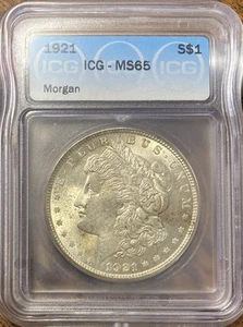 1921 Morgan Silver Dollar MS65 ICG - Nice Toning! 1921-P - Picture 1 of 4