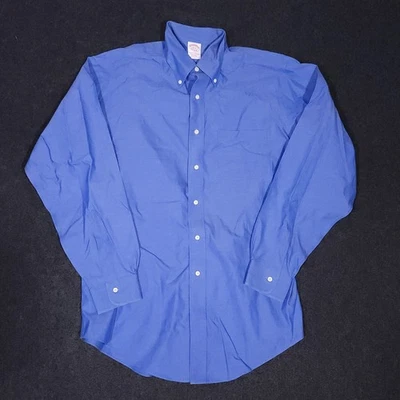 Рубашка мужская Brooks Brothers на пуговицах 16-35 Madison синяя с длинным рукавом не железная - Изображение 1 из 4