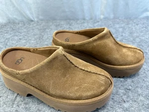 SCHÖNE UGG CHESTNUT WILDLEDER 2" NEUE HÖHEN CLOG PLATEAUSCHUHE, DAMEN US 6/EUR 37 - Bild 1 von 10
