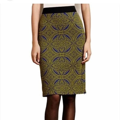 Falda Maeve Anthropologie Azul Verde Tejida a Lápiz Estampada Talla Mujer Xs X-pequeña Foto 1 de 4