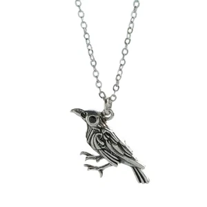 Dark Aesthetic Crow Charm Necklace Alloy Jewelry for Concert Outfits - Picture 1 of 8